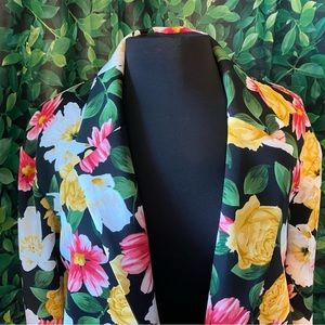 Tahari womens black yellow pink white coat jacket blazer sz M
